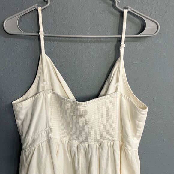 Old navy linen blend tie front Cream Dress with Bow Detail Large #711 - Picture 7 of 9